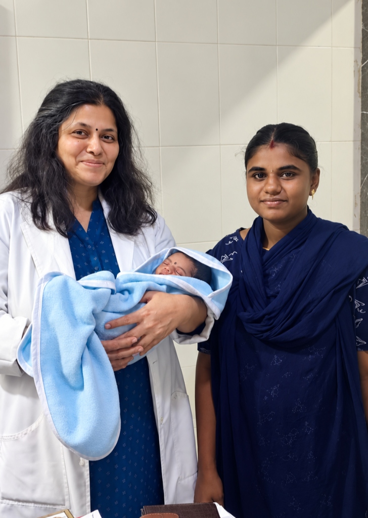 Dr. S. Lakshmi with newborn baby at NTC Hospitals Madurai - Safe Delivery Care